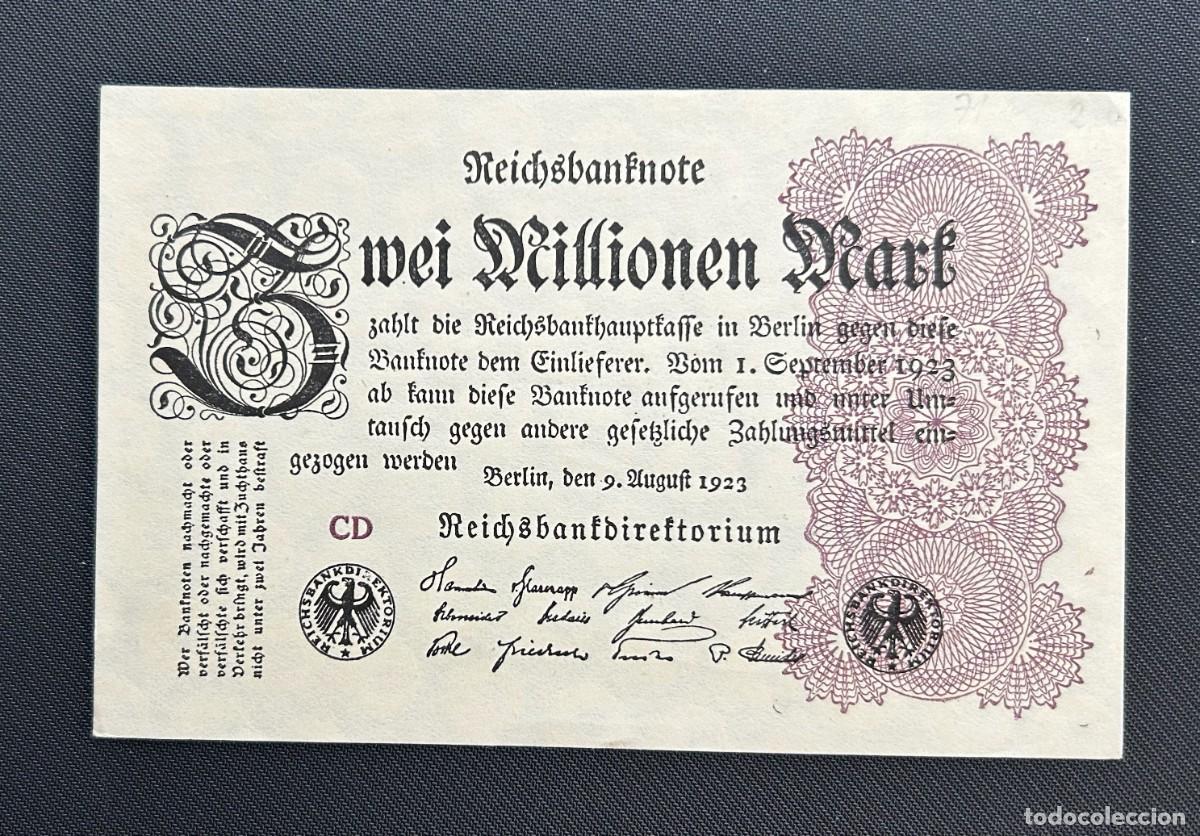 Billetes extranjeros: 2 MILLONES MARCOS 1923 ALEMANIA P# 104B. EBC+/SC-