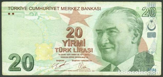 Billetes extranjeros: TURQUIA. 20 liras nuevas 2009. Serie E.