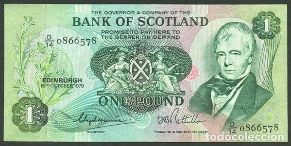 Billets internationaux: ESCOCIA. Bank of Scotland. 1 pound 15.10. 1979. Pick 111d. Ver firmas.