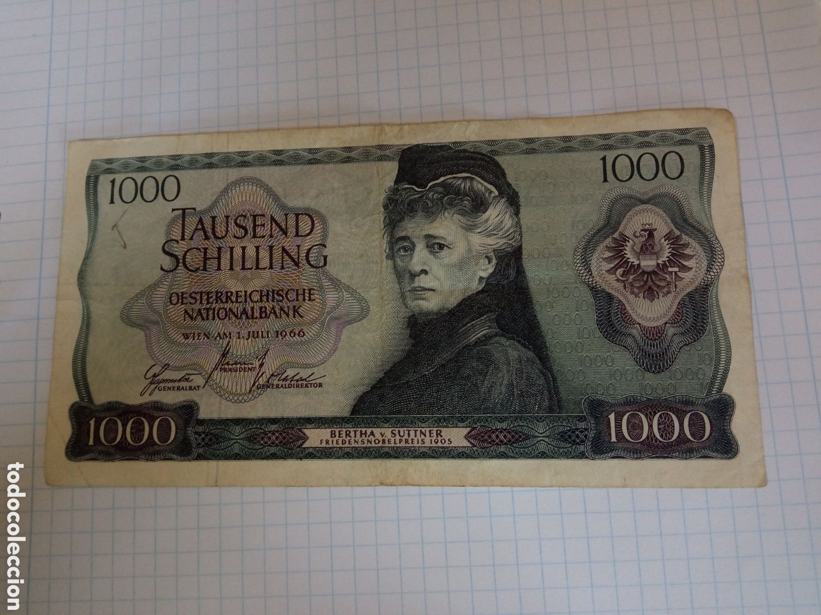 Billetes extranjeros: Billete de 1.000, Chelines de Austria de 1966