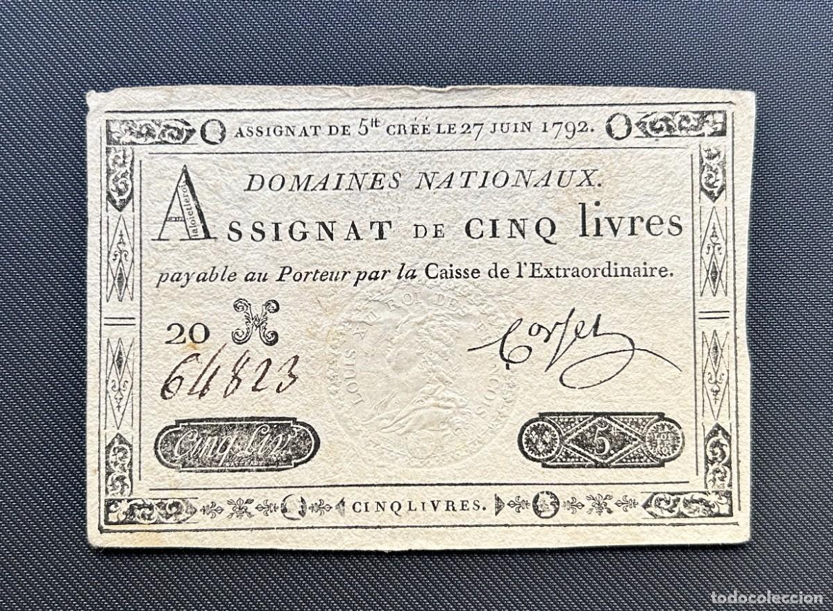 Banconote internazionali: 5 LIBRAS 1792 FRANCIA. P# A60