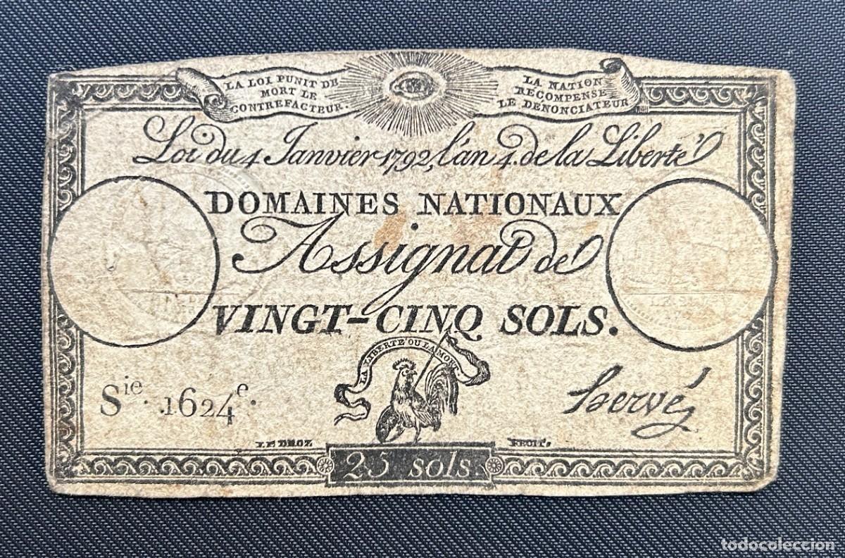 Notas Internacionais: 25 SOLS 1792 FRANCIA. P# A55. FIRMA HERVE