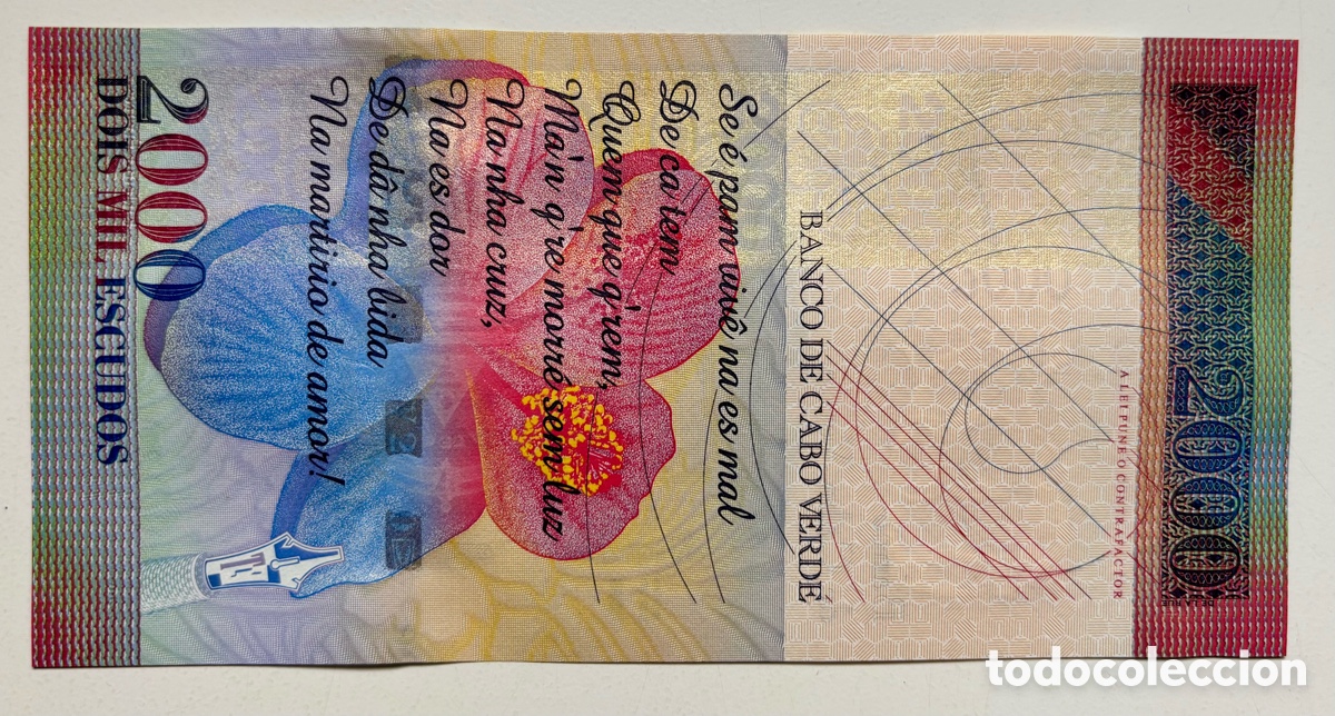 Billetes extranjeros: Billete CABO VERDE 2000 Escudos 1999 SC - Foto 2