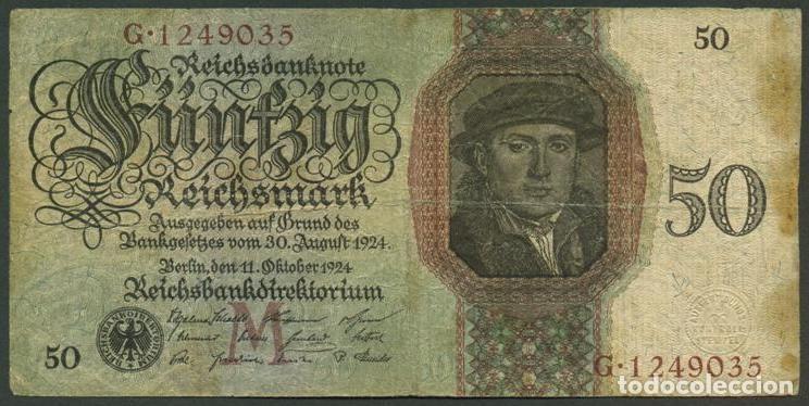 Billetes extranjeros: ALEMANIA. 50 reichsmark 1924. Pick 177. Serie G.