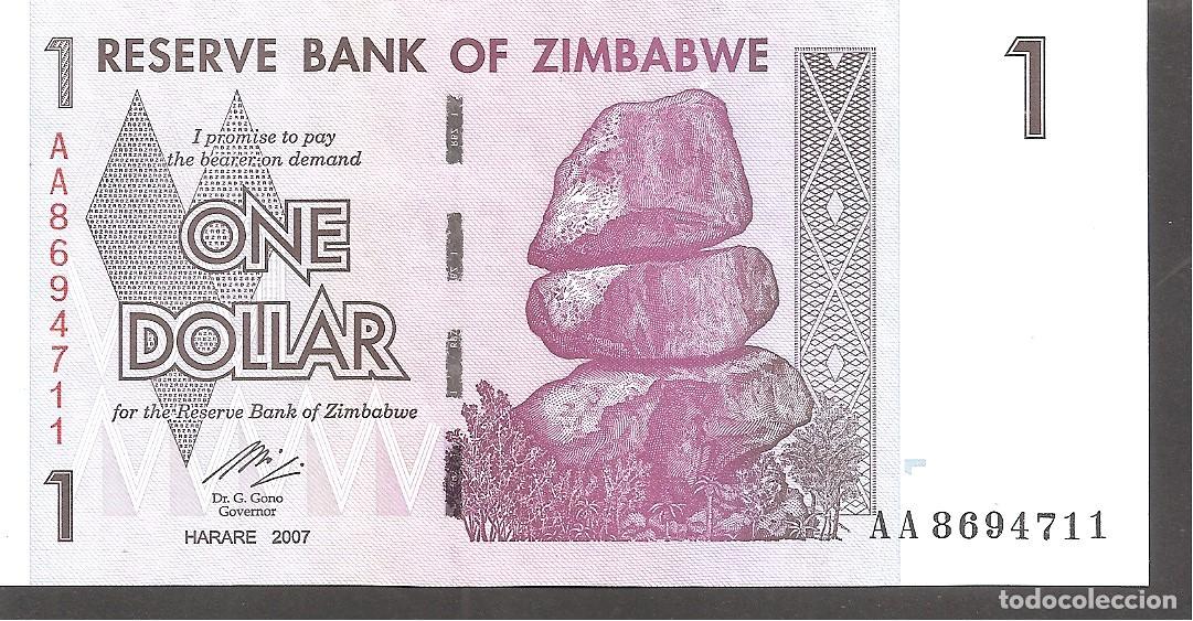 Billetes extranjeros: Billete ZIMBABWE 1 DOLLAR 2007 SC/UNC - Foto 1