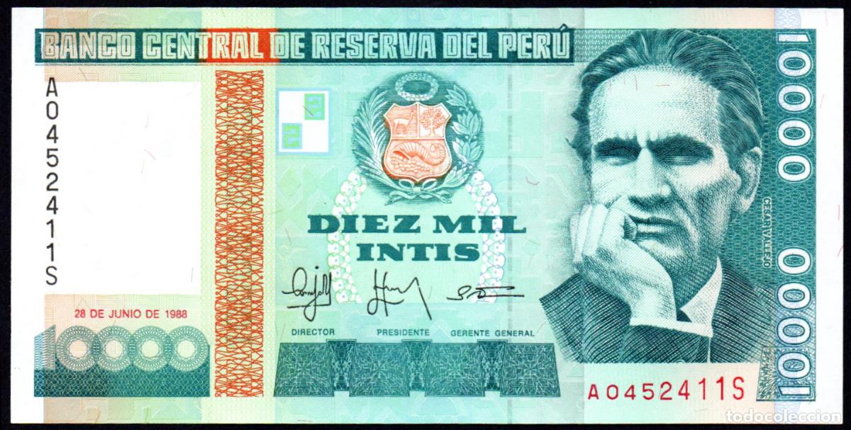 Billetes extranjeros: PERU - 10000 INTIS 1988 S/C- - Foto 1