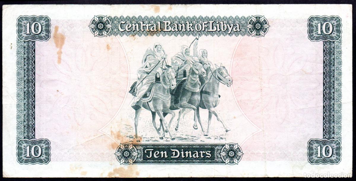 Billetes extranjeros: LIBYA - 10 DINARES 1972 - MAC - MANCHITAS - Foto 2