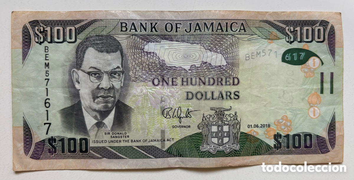 Billetes extranjeros: Billete JAMAICA 100 Dolares 2018 - Foto 1