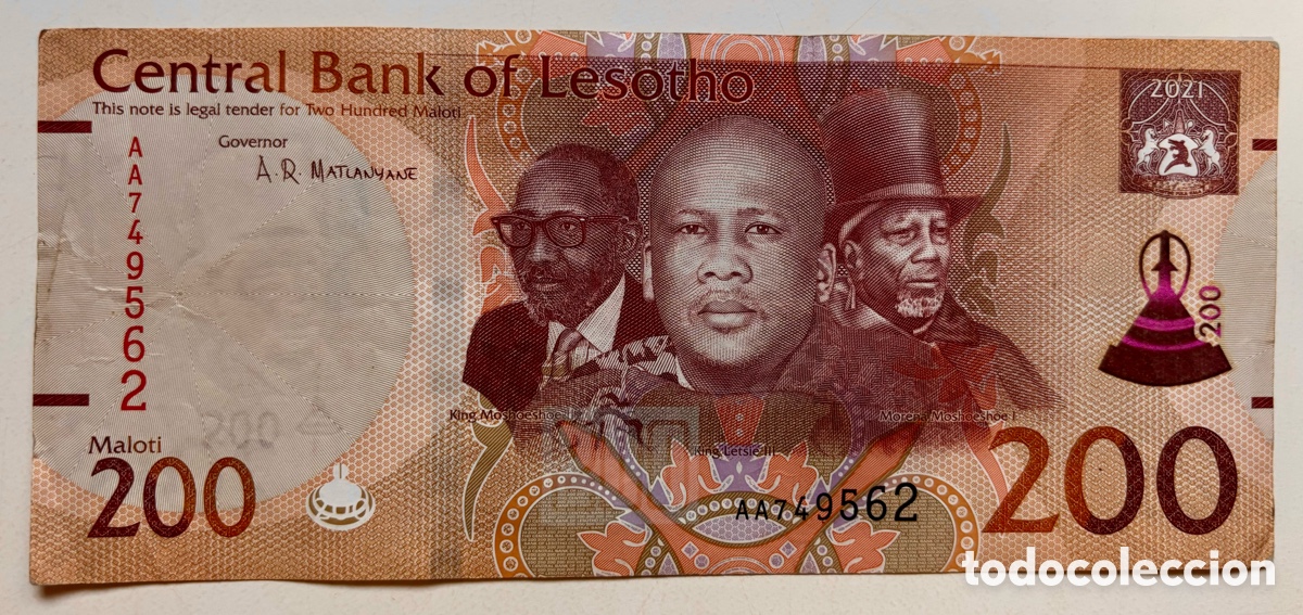 Billetes extranjeros: Billete LESOTHO 200 Maloti 2021 - Foto 1