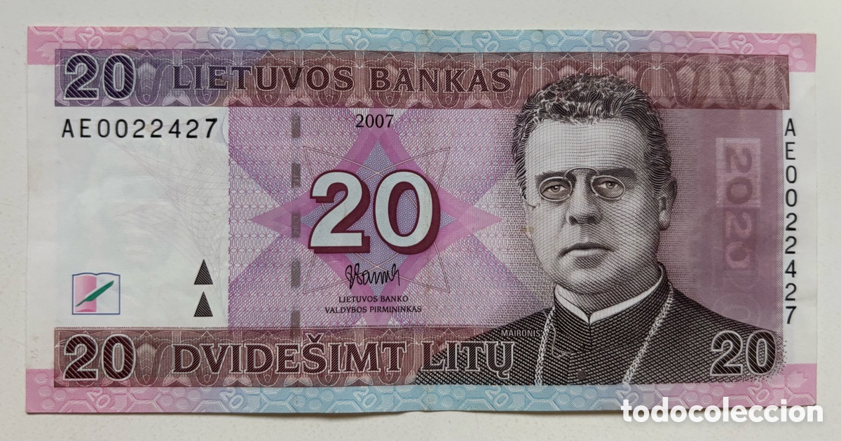 Billetes extranjeros: Billete LITUANIA 20 Litu 2007 - Foto 1