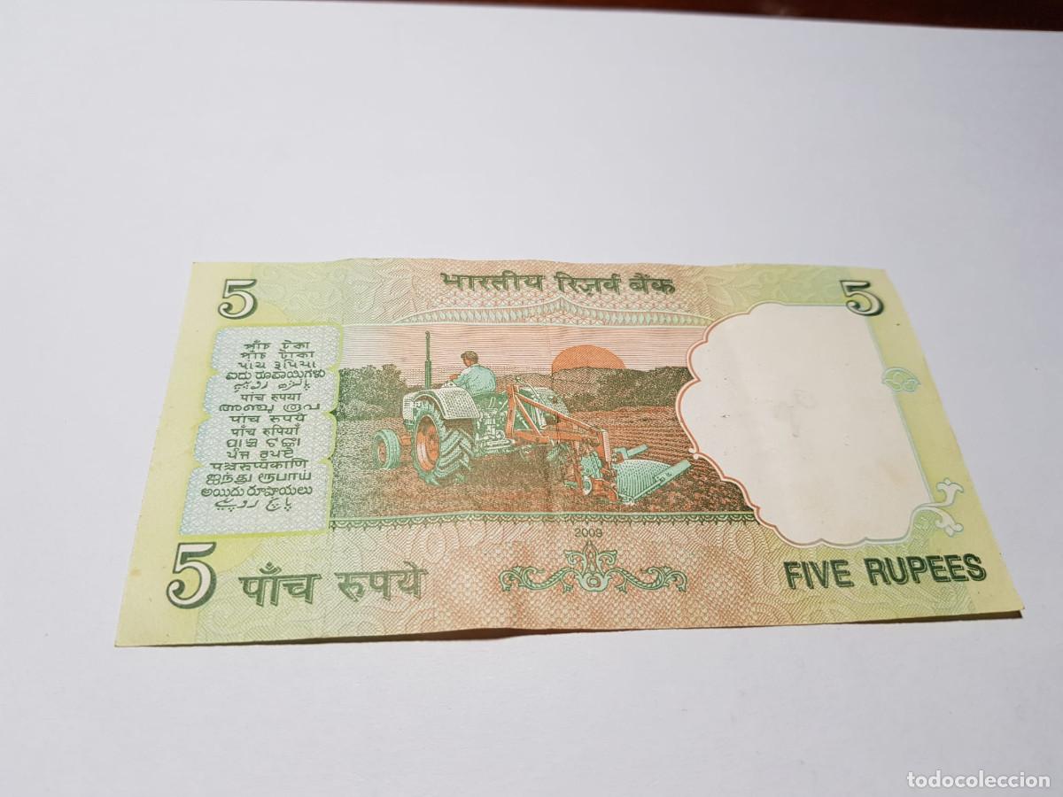 Billetes extranjeros: INDIA-5 RUPIAS-2009- - Foto 2