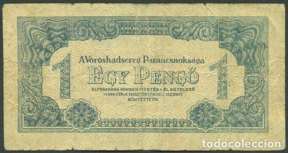 Billetes extranjeros: HUNGRIA. Ocupacion Sovietica II Guerra Mundial. 1 Pengo 1944. Pick M2.