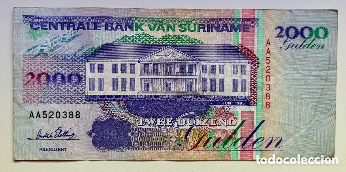 Banconote internazionali: Billete SURINAME 2000 Gulden 1995 Surinam