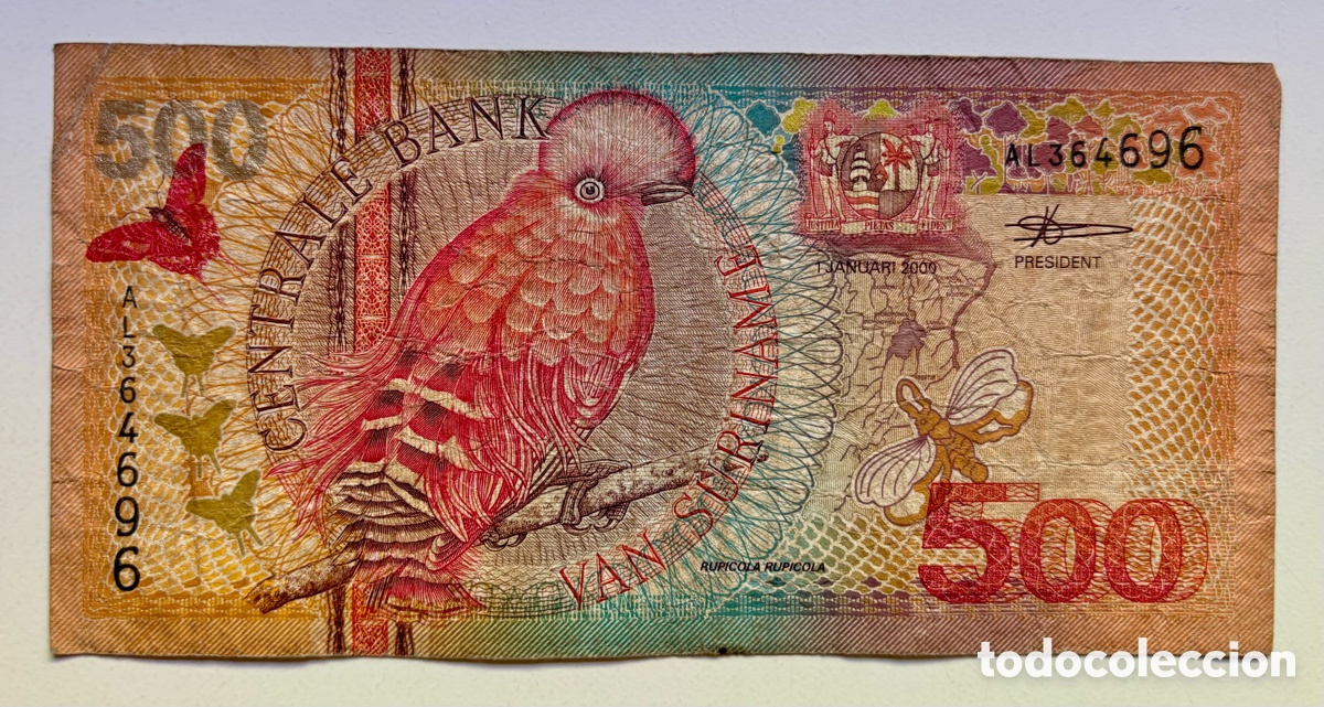 Notas Internacionais: Billete SURINAME 500 Gulden 2000. Surinam