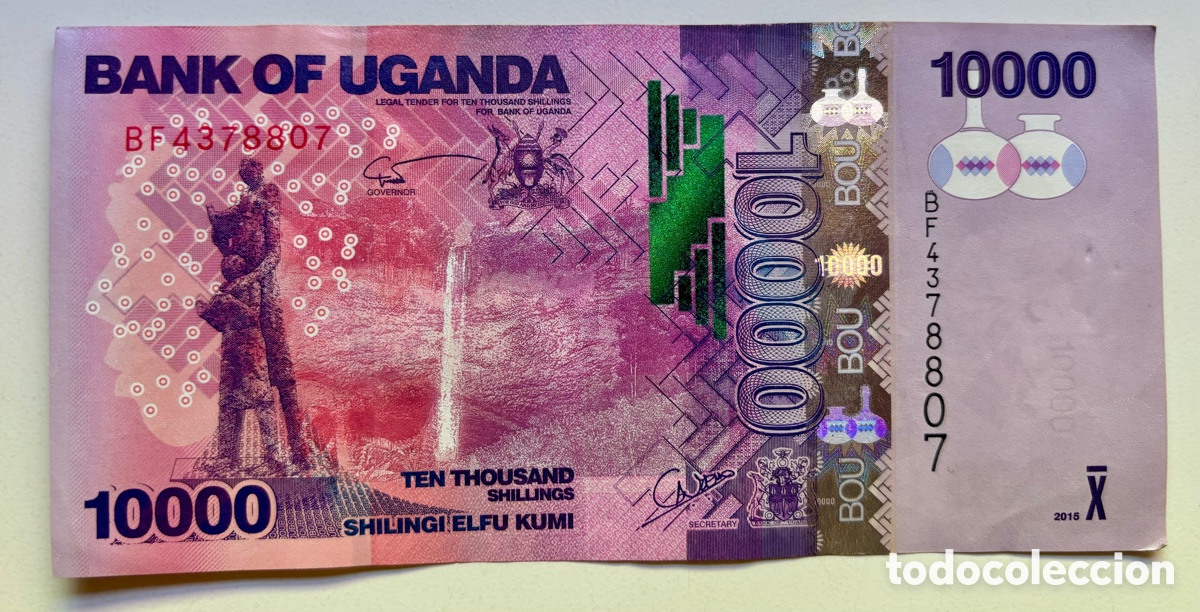 Billetes extranjeros: Billete UGANDA 10000 Chelines 2015. Shilingi - Foto 1