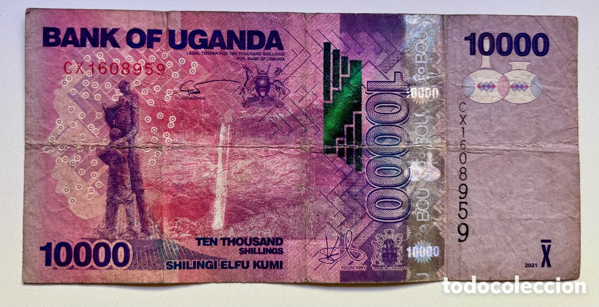 Billetes extranjeros: Billete UGANDA 10000 Chelines 2021. Shilingi - Foto 1