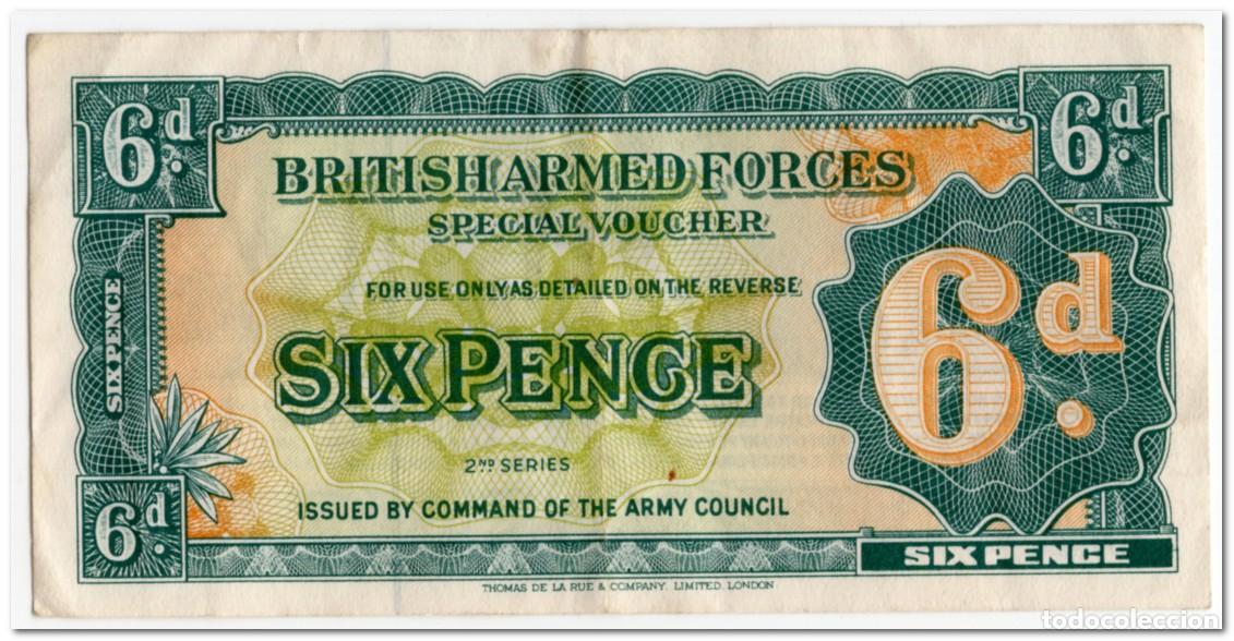 Billetes extranjeros: BRITISH ARMED FORCES,6 PENCE,1948,P.M17a,VF - Foto 1