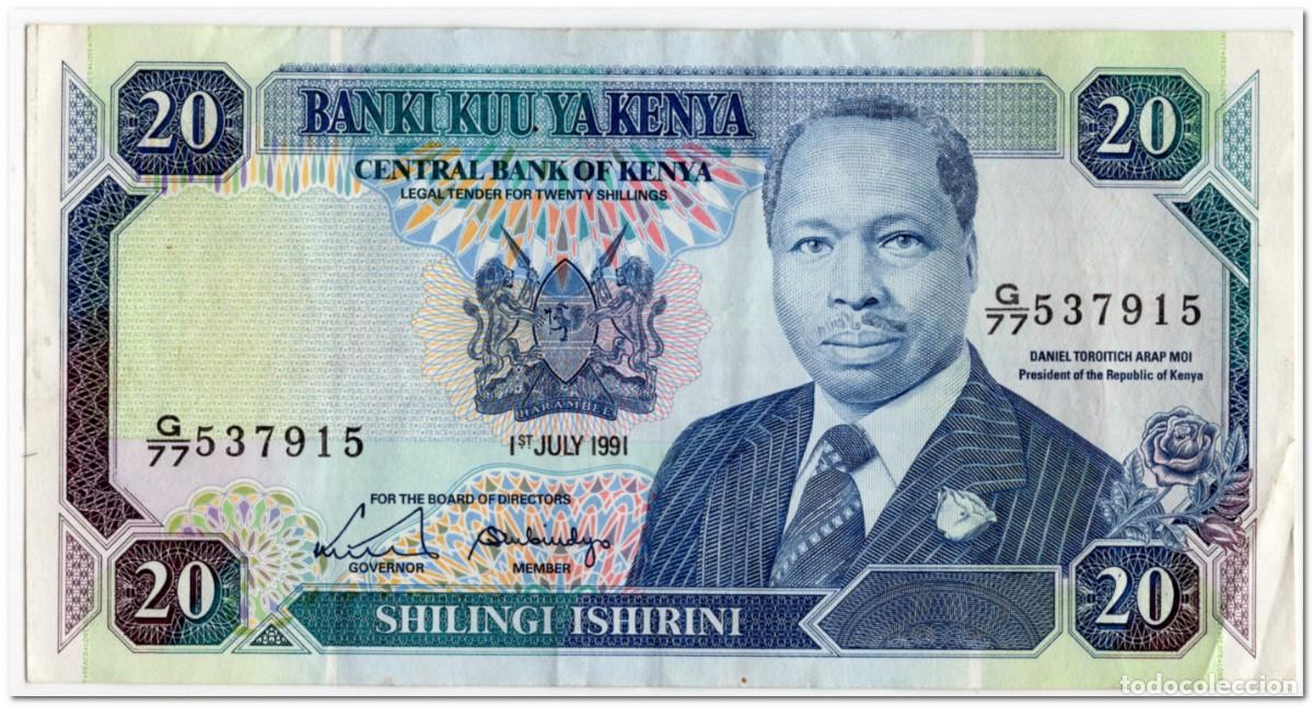 Billetes extranjeros: KENYA,20 SHILINGI,1991,P.25d,VF - Foto 1