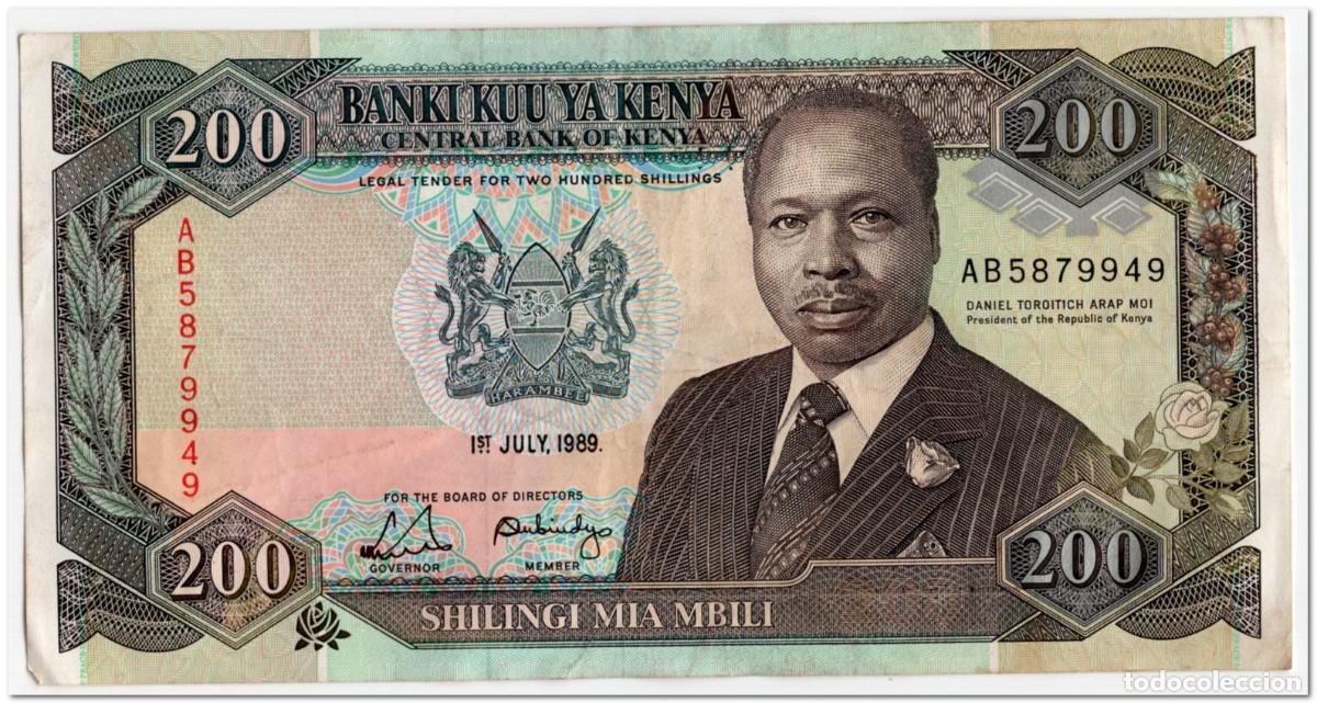 Billetes extranjeros: KENYA,200 SHILINGI,1989,P.29a,VF+ - Foto 1