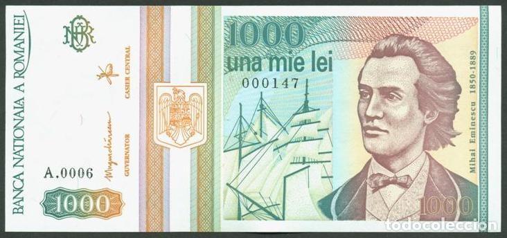 Billets internationaux: RUMANIA. 1000 lei 1993. Pick 102. S/C. Serie A. N&ordm; de serie bajo - 000147.