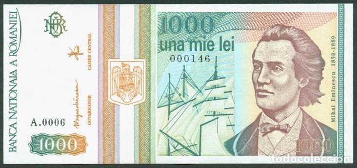 Billets internationaux: RUMANIA. 1000 lei 1993. Pick 102. S/C. Serie A. N&ordm; de serie bajo - 000146.