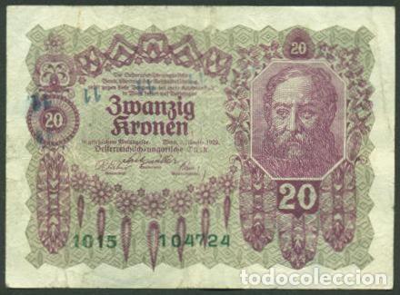 Internationale Banknoten: AUSTRIA. 20 kronen 1922. Pick 76.