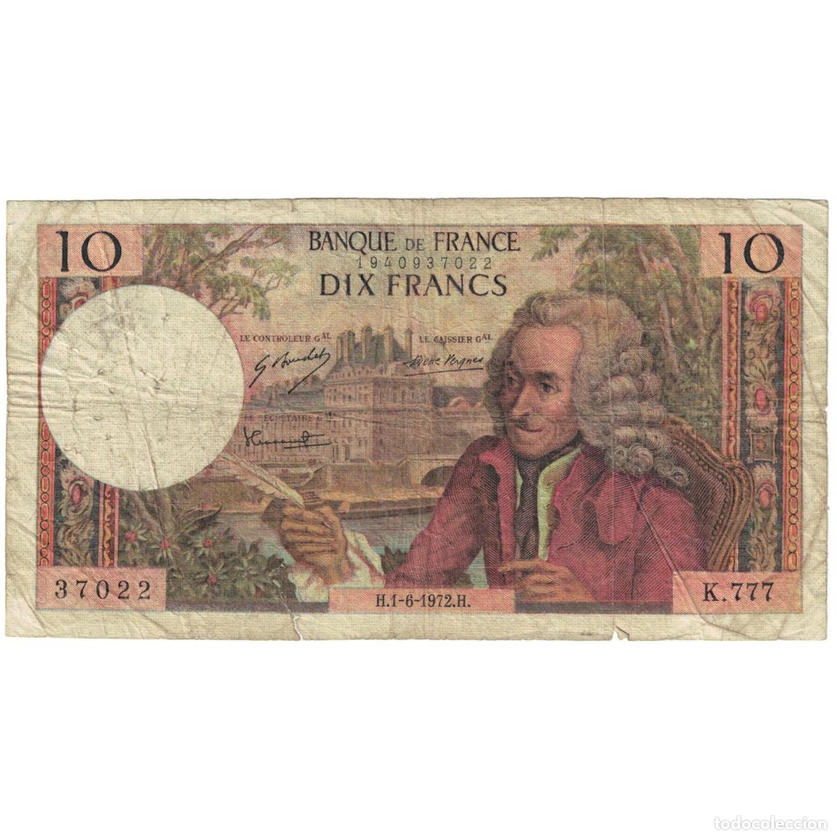 Banconote internazionali: [#193707] Francia, 10 Francs, 1972, 1972-06-01, RC+, Fayette:62.57, KM:147d