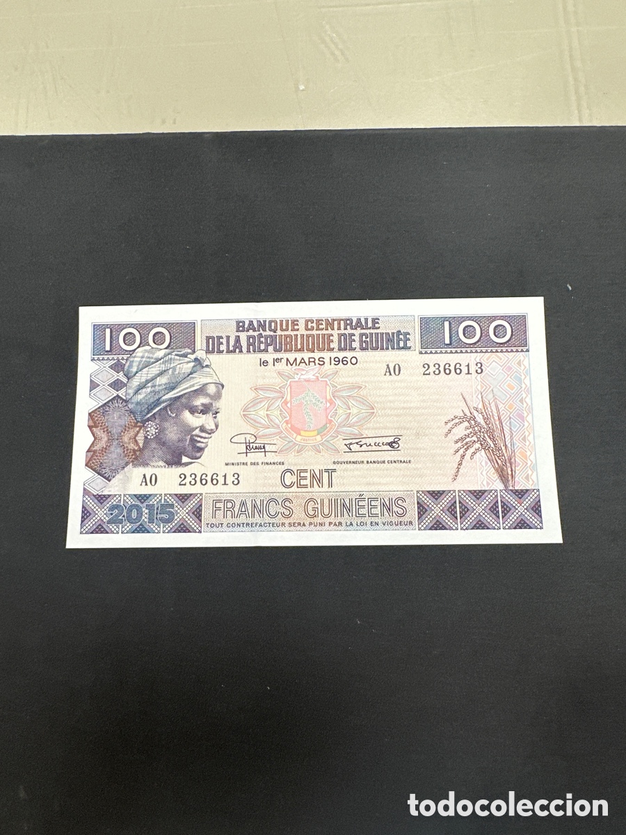 Billetes extranjeros: Billete de Guinea de 100 francos a&ntilde;o 2015, sin circular