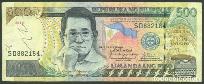 Notas Internacionais: FILIPINAS. 500 piso 2010.