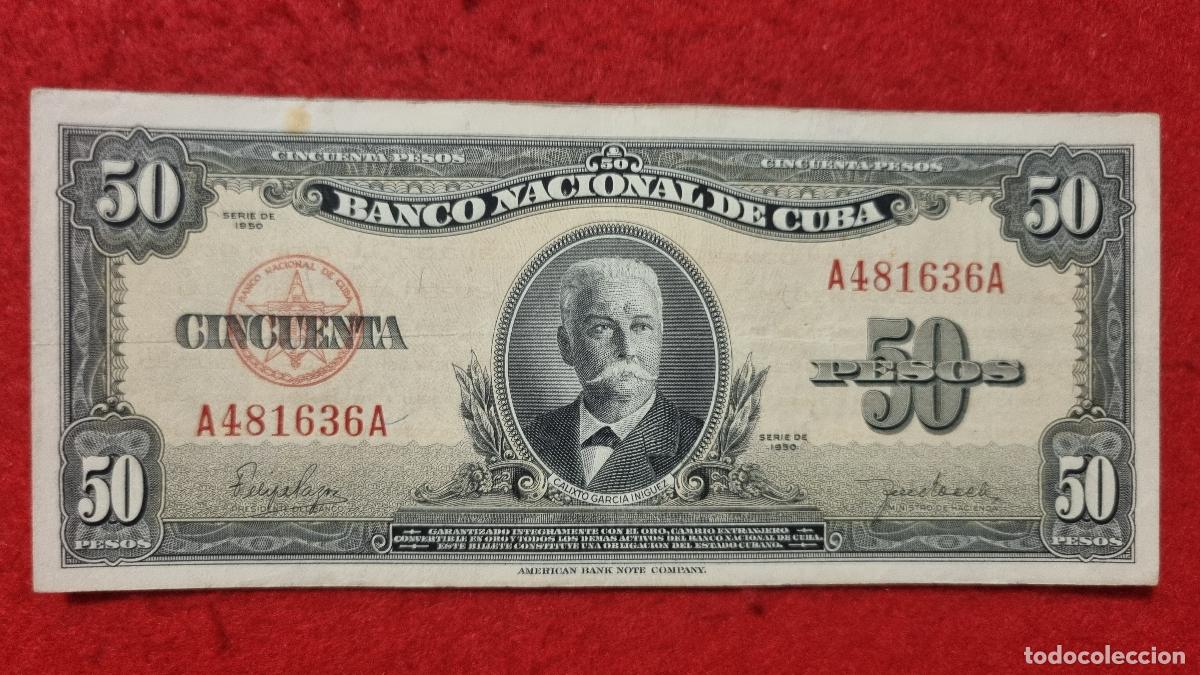 Billetes extranjeros: Q10 BILLETE 50 PESOS CUBA 1950 MBC+ ORIGINAL T636