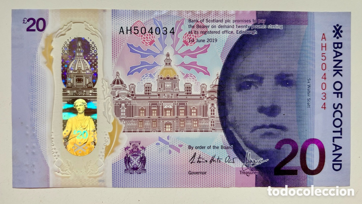 Billetes extranjeros: Billete ESCOCIA 20 Libras 2019 . Polimero. Pounds