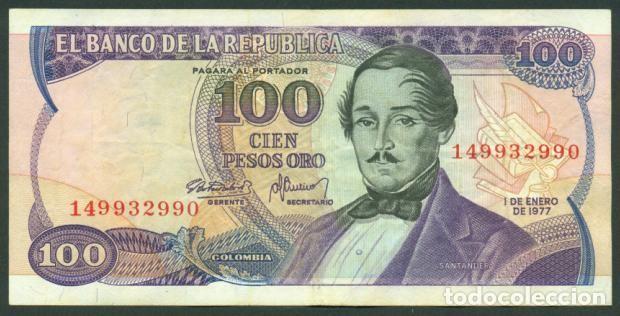 International Banknotes: COLOMBIA. 100 pesos 1.1. 1977. Pick 418a.