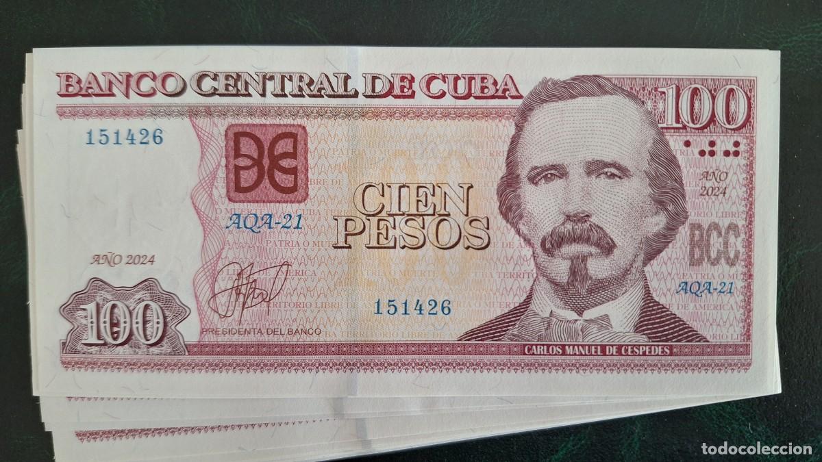 Billetes extranjeros: 1 BILLETE 100 PESOS BANCO NACIONAL DE CUBA A&Ntilde;O 2024 SIN CIRCULAR