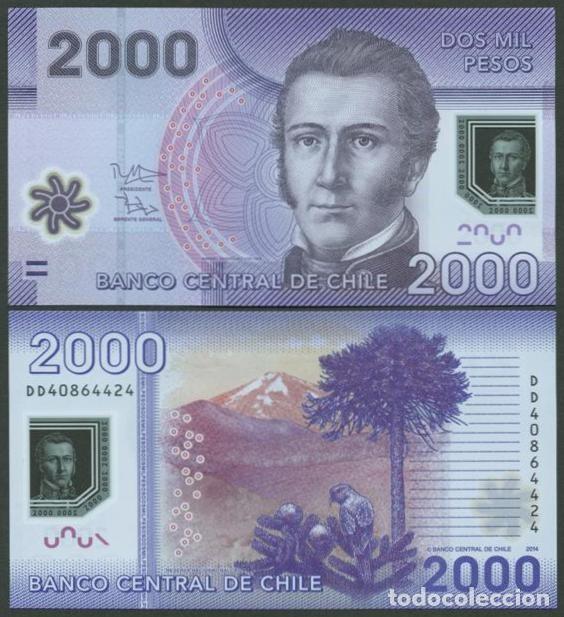 Billetes extranjeros: CHILE. 2000 pesos 2014. S/C. Polimero. - Foto 1