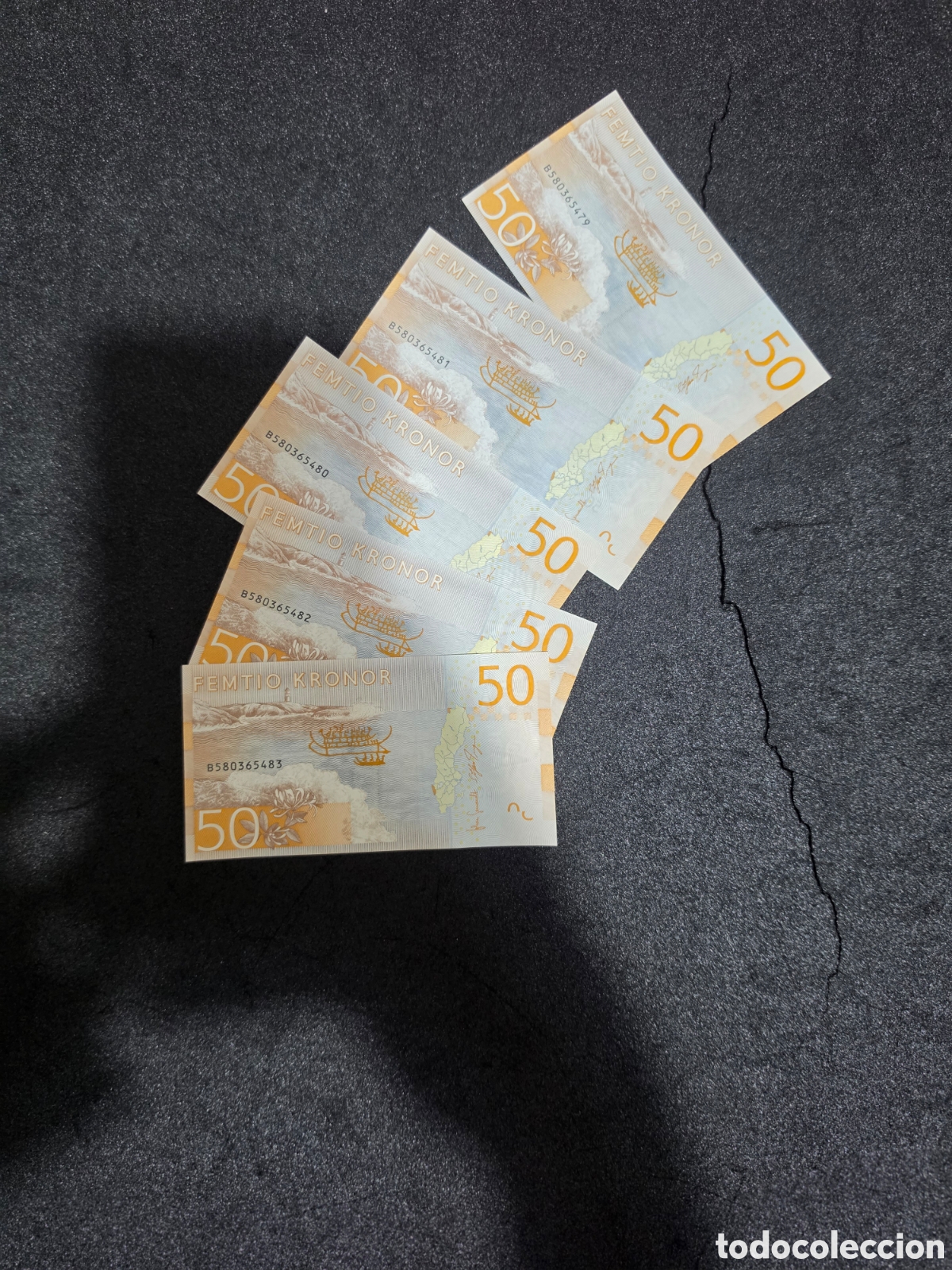 Billetes extranjeros: UNC 50kr Sweden 5pcs in numerical order - Foto 2
