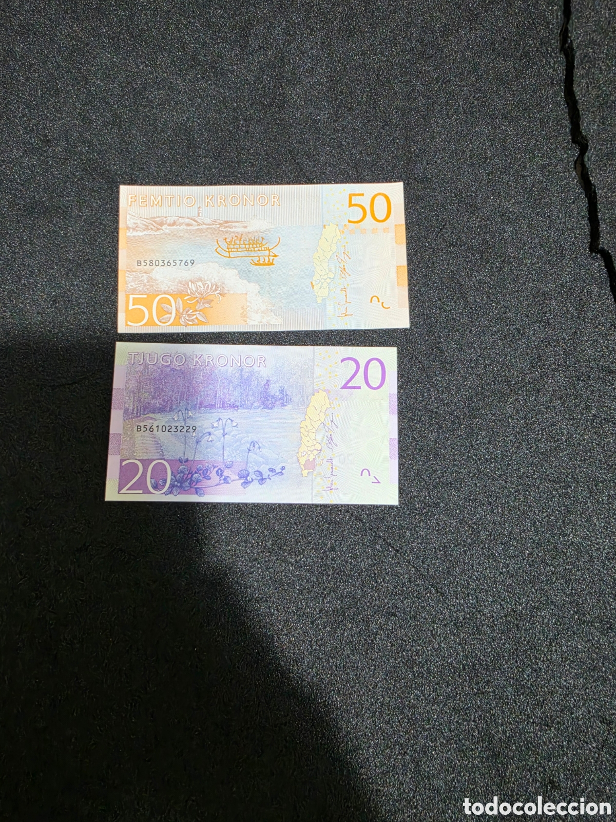 Billetes extranjeros: UNC 20kr Prefix B and 50kr Sweden - Foto 2