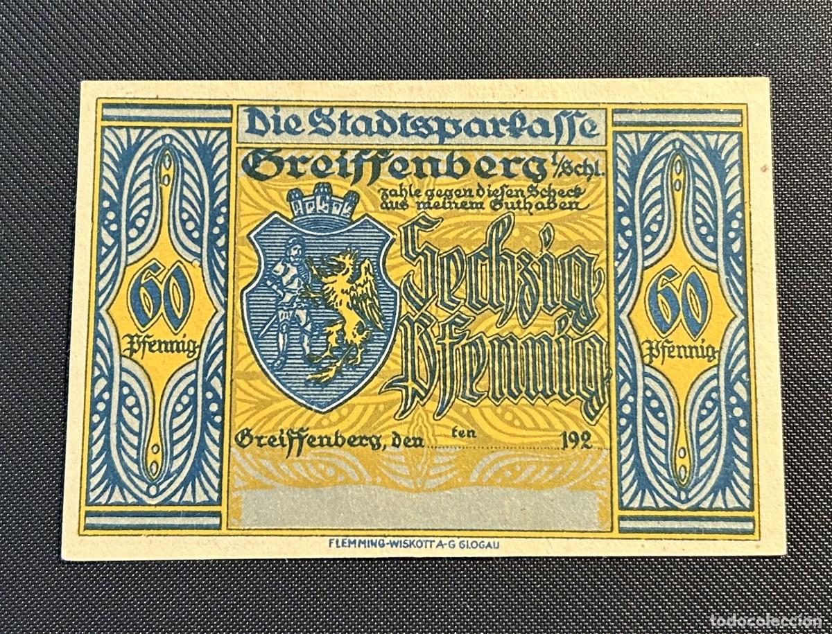 Billetes extranjeros: 60 PFENNIG 1920 GREIFFENBERG. ALEMANIA - Foto 1