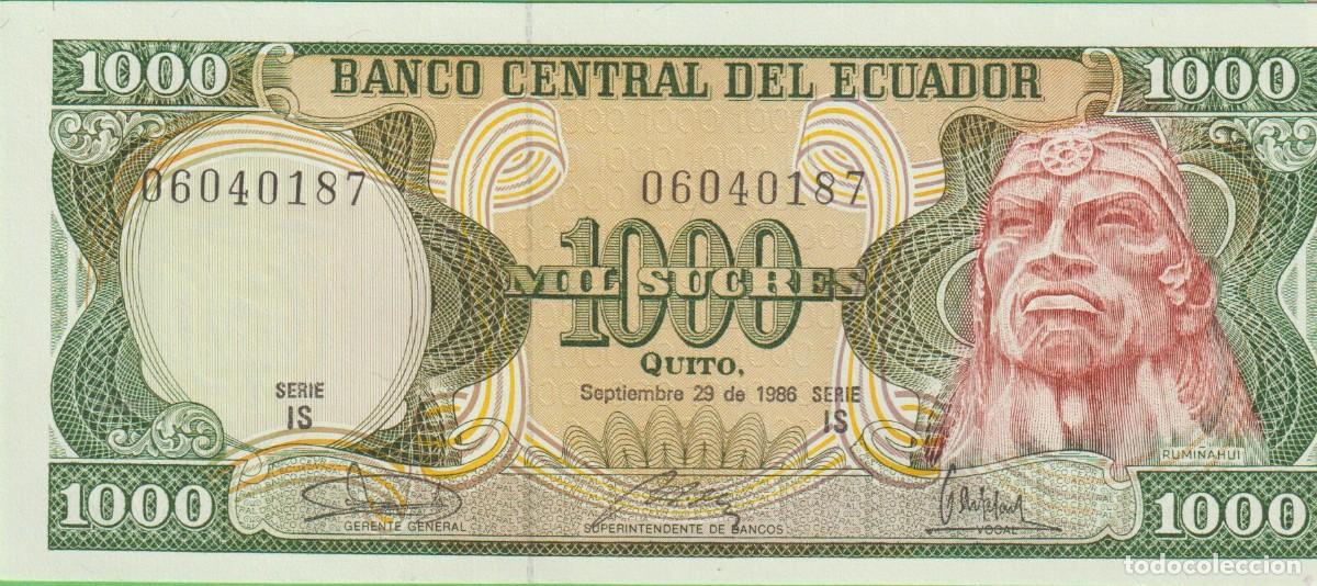 Billets internationaux: BILLETES - ECUADOR - 1000 SUCRES 1986 - SERIE IS 06040187 - PICK-125a - (SC)