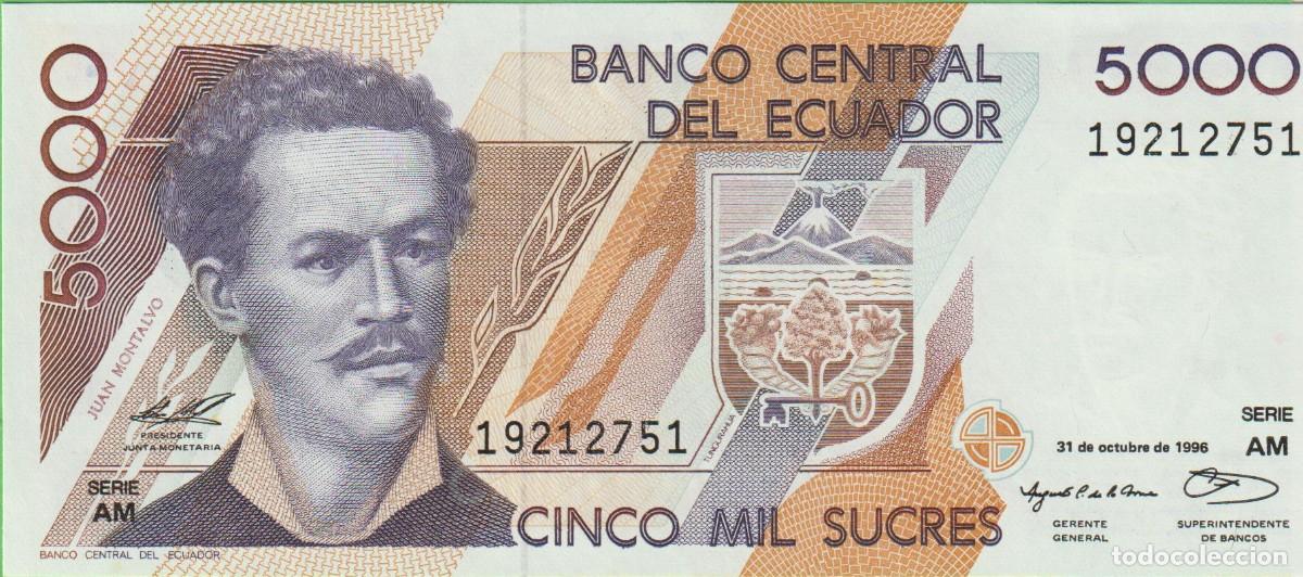 Billets internationaux: BILLETES ECUADOR - 5000 SUCRES 31-10-96 - SERIE AM 19212751 - PICK-128b