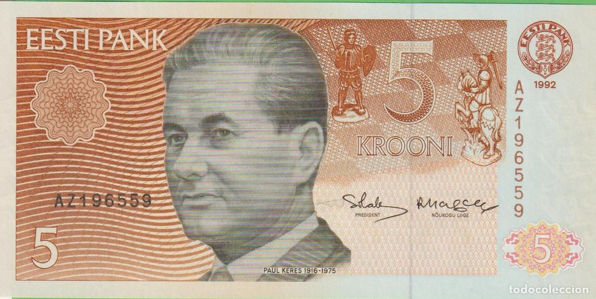 Notas Internacionais: BILLETES - ESTONIA - 5 KRONI 1991 - SERIE AE - PICK-71A (SC)
