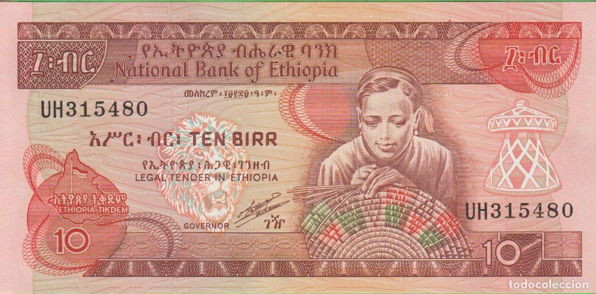 Notas Internacionais: BILLETES ETHIOPIA - 10 BIRR L.EE 1969 (1991) - SERIE UH 315480 - PICK-43b (SC)