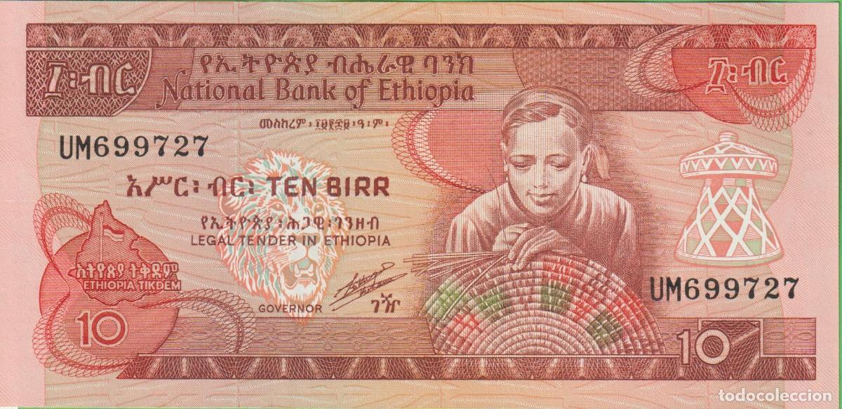 Notas Internacionais: BILLETES ETHIOPIA - 10 BIRR L.EE 1969 (1991) - SERIE UM 699727 - PICK-43b (SC)