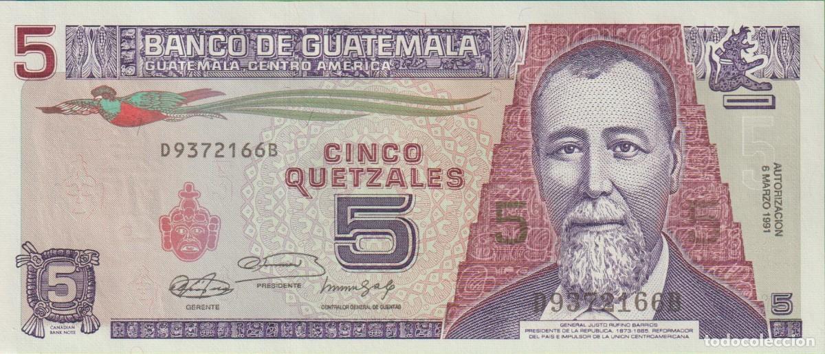 International Banknotes: BILLETES - GUATEMALA - 5 QUETZALES 1991 - SERIE D-B - PICK-74B (SC)