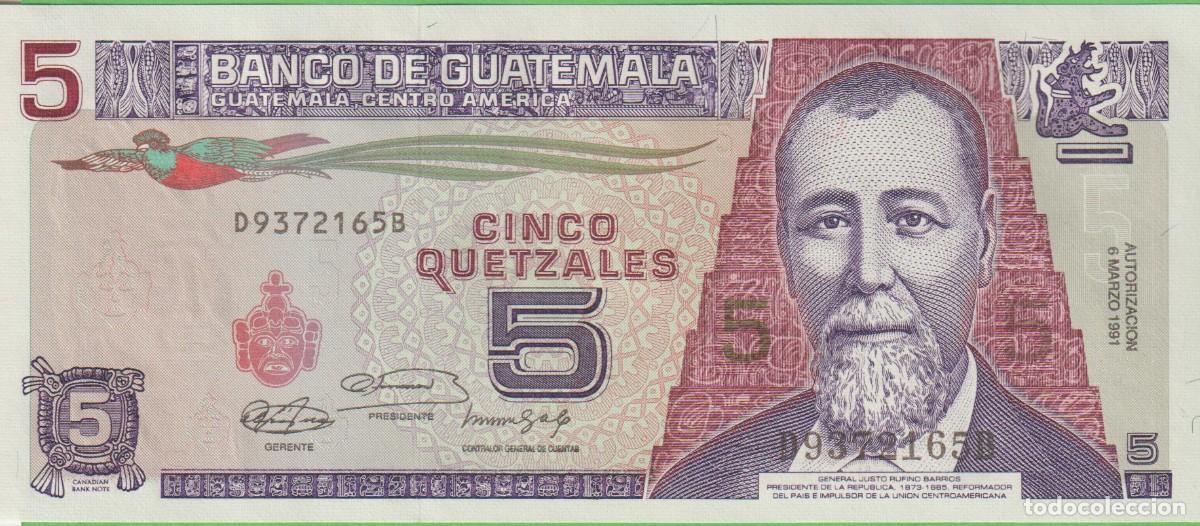 International Banknotes: BILLETES - GUATEMALA - 5 QUETZALES 1991 - SERIE D-B - PICK-74B (SC)