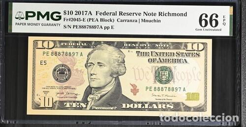 Billetes extranjeros: ESTADOS UNIDOS * BILLETE 10 DOLLARS 2017A * PMG-66 EPQ (IC-1472)