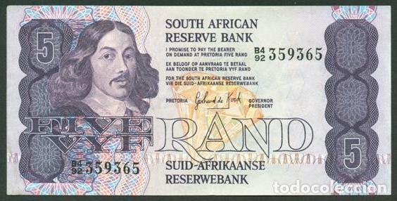 Billetes extranjeros: SUDAFRICA (Africa del Sur). 5 rand (1989-90). Firma 6. Pick 119 d. Ver letra de numeracion.