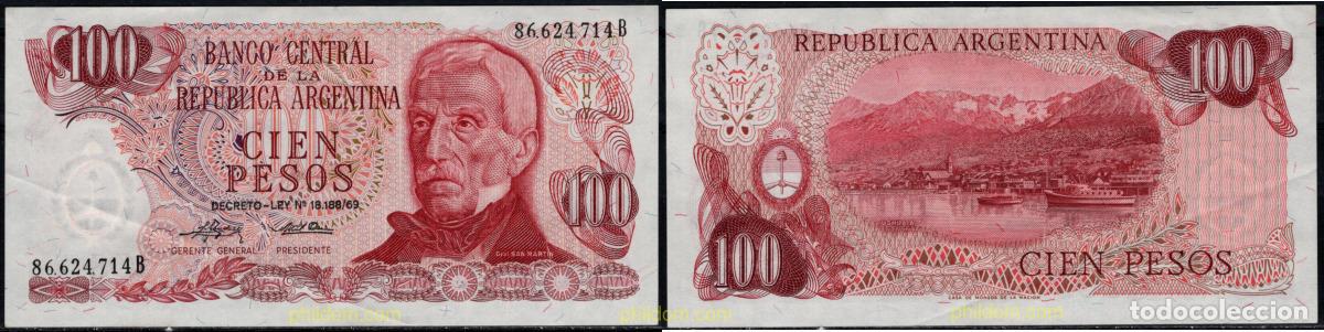 Billetes extranjeros: 11104 ARGENTINA 1974 ARGENTINA 1973 100 PESOS