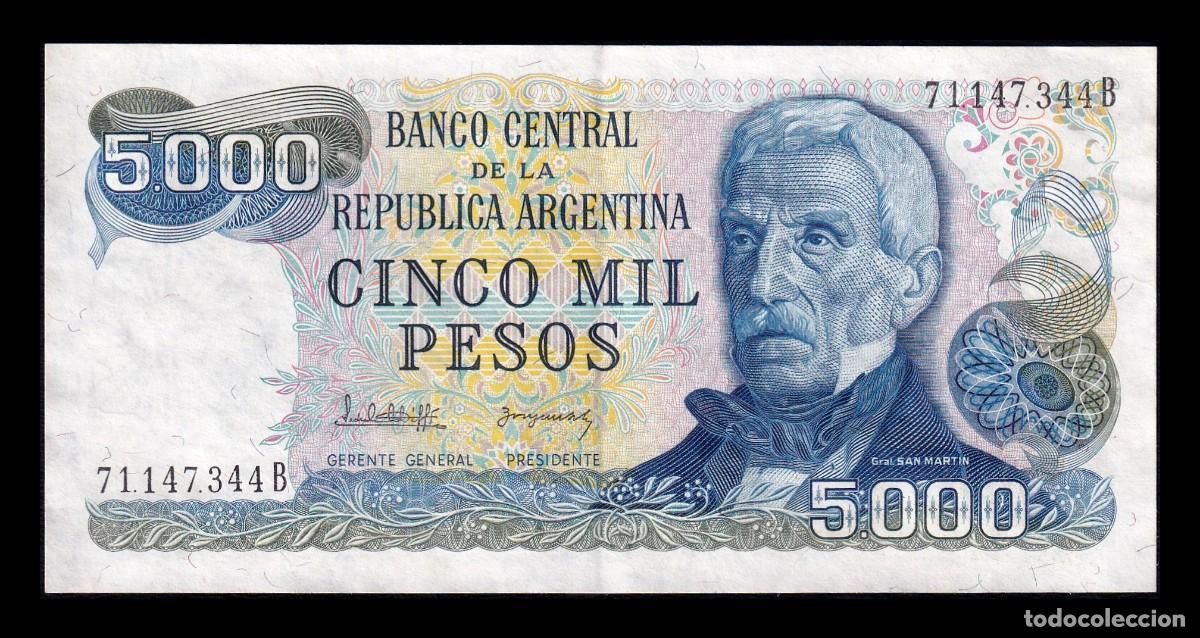 Billetes extranjeros: Argentina 5000 Pesos Jos&eacute; de San Mart&iacute;n 1983 Pick 305b(2) Ebc Xf