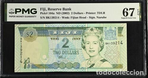 Billetes extranjeros: FIJI * BILLETE 2 DOLLARS 2002 * PMG-67 EPQ (IC-1490)
