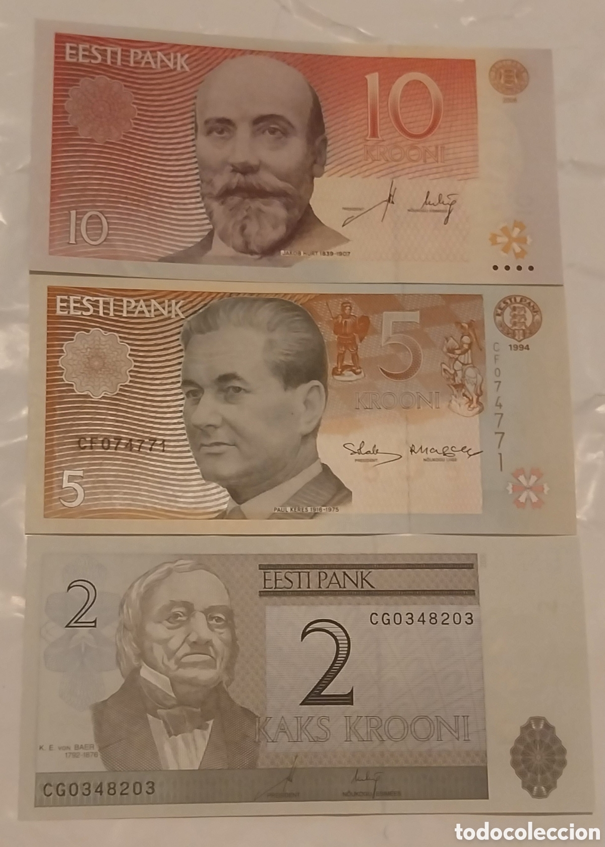 Notas Internacionais: Set 3 billetes Estonia original % sin circular lee descripci&oacute;n